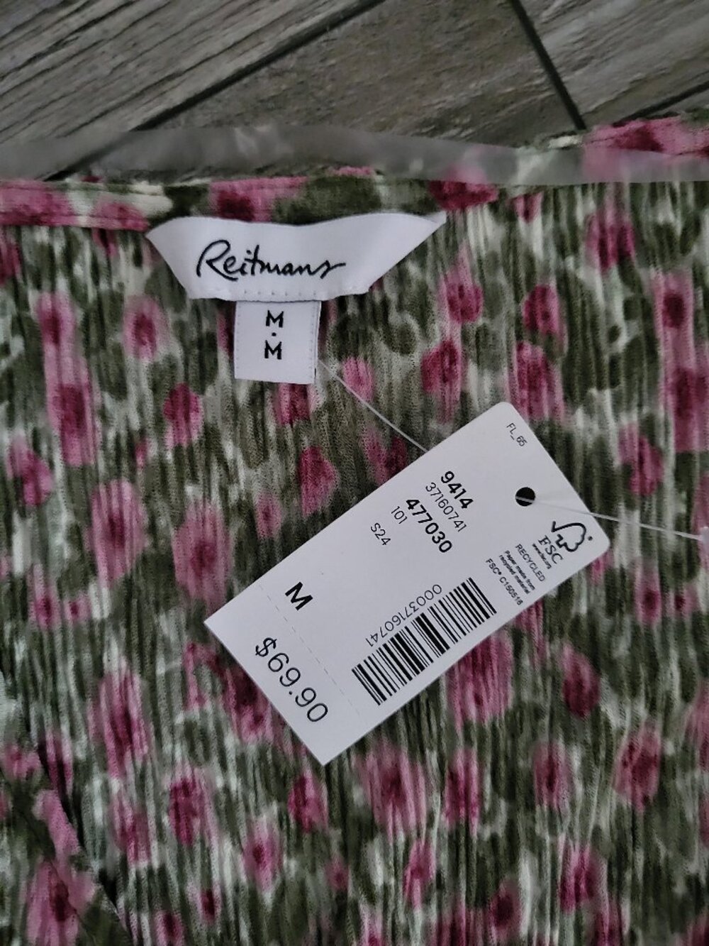 NWT Pink and Olive Green Floral Printed Pleated Midi Dress Flutter Sleeve M - Picture 4 of 10